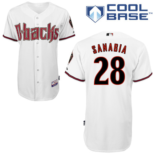 Alex Sanabia #28 MLB Jersey-Arizona Diamondbacks Men's Authentic Home White Cool Base Baseball Jersey